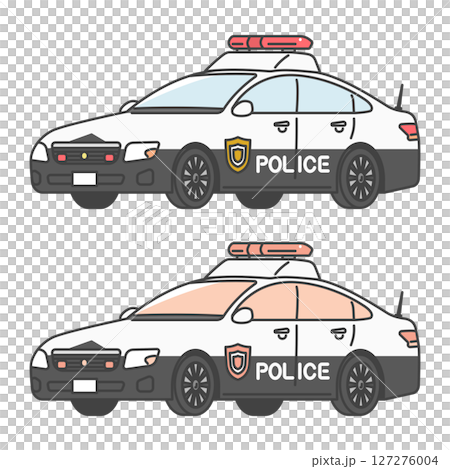 圖庫插圖: 交通警巡邏車,日本警車(全彩和單色套裝) 圖庫插圖: 交通警巡邏車,日本警車(全彩和單色套裝) 127276004