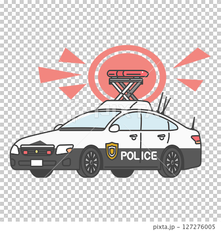 圖庫插圖: 警報器，防暴警察巡邏車緊急紅燈，日本警車 127276005