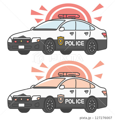 イラスト素材:サイレン、赤色灯で緊急走行中のパトカー、日本の警察車両(フルカラー&モノカラーSET) イラスト素材:サイレン、赤色灯で緊急走行中のパトカー、日本の警察車両(フルカラー&モノカラーSET) 127276007