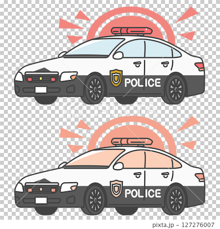 圖庫插圖: 警報器,紅燈緊急情況下的警車,日本警車(全彩和單色套裝) 圖庫插圖: 警報器,紅燈緊急情況下的警車,日本警車(全彩和單色套裝) 127276007