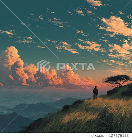 稜線から見る夕日 稜線から見る夕日 127276138