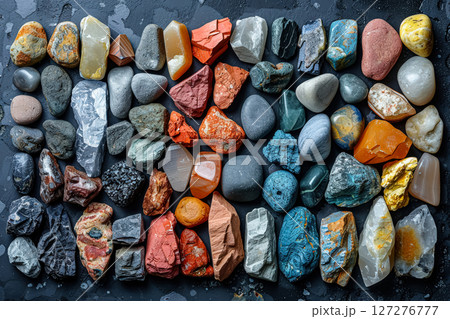 Collection of rocks of various colors and sizes 127276777
