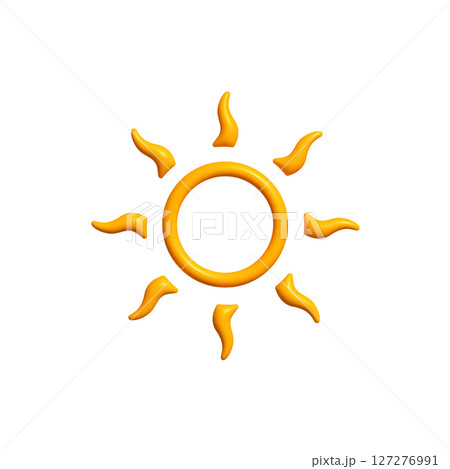 Glossy sun icon in minimal 3D style. Bright summer symbol for weather app, UI design, climate logo, clean branding. Vector illustration. Glossy sun icon in minimal 3D style. Bright summer symbol for weather app, UI design, climate logo, clean branding. Vector illustration. 127276991