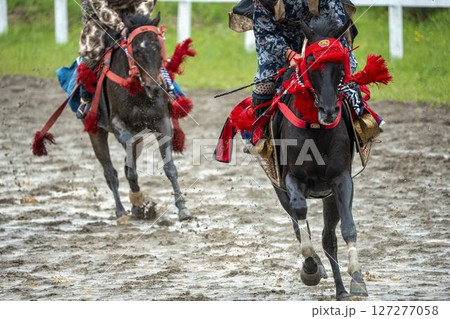 相馬野馬追　飾り付けられた馬　福島県南相馬市 127277058