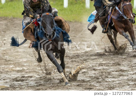 相馬野馬追 飾り付けられた馬 福島県南相馬市 相馬野馬追 飾り付けられた馬 福島県南相馬市 127277063