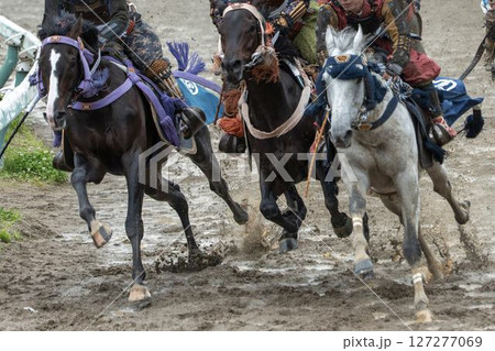 相馬野馬追　飾り付けられた馬　福島県南相馬市 127277069