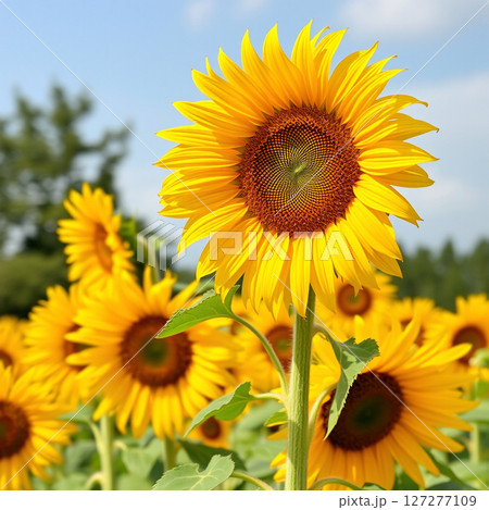 元気なひまわりのイラスト｜ポスター・フライヤー向け 127277109