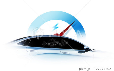 Concept of Power cable pump plug in charging power to electric vehicle EV car with icon save the world. Concept of Power cable pump plug in charging power to electric vehicle EV car with icon save the world. 127277202