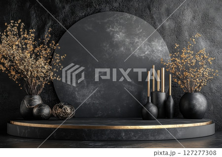round glowing crystal on dark background 127277308