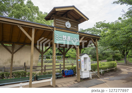 公園を走るミニトレイン 127277897