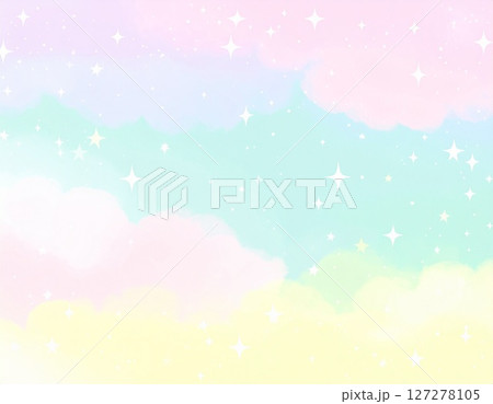 雲と星が広がる柔らかいパステルの空 127278105