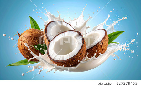 ジューシーでフレッシュなココナッツのイメージ背景 127279453