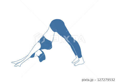 脚のストレッチのヨガをする女性 127279532