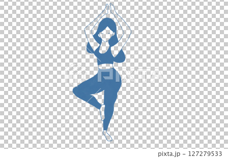 太陽礼拝のポーズでヨガをする女性 127279533