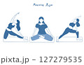 ヨガをする女性のイラスト素材セット 127279535