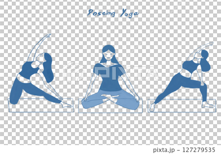 Illustration material set of women doing yoga Illustration material set of women doing yoga 127279535