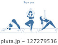 ヨガのポーズをする女性のイラスト素材セット 127279536