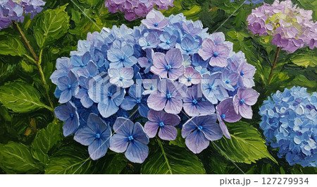 青い紫陽花（油絵風） 127279934