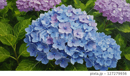 青い紫陽花（油絵風） 127279936