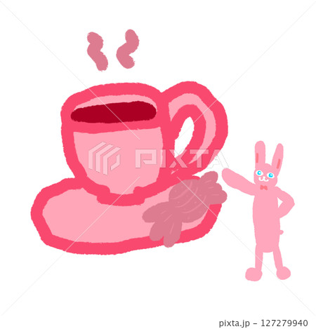 休憩しなさいと言っているウサギさんのイラスト（JPG/PNG) 127279940