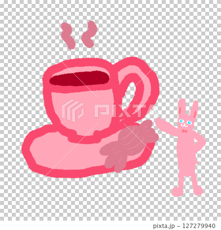 Illustration of a rabbit telling you to take a break (JPG/PNG) 127279940