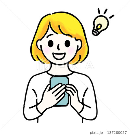 わかった、と笑顔になるスマホ女子 127280027