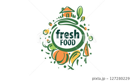 Vector logo of farm products, hand-drawn 127280229