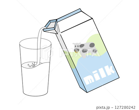 コップに牛乳を注ぐイラスト 127280242