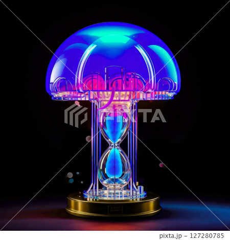 Beautiful neon desk lamp.   Creative design of hourglass shaped neon table lamp.  127280785