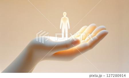 Stylized Human Rights, Abstract Protecting Hand, Dignity, and Universal Values. Ideal for advocacy groups, legal aid, and social justice campaigns. 127280914