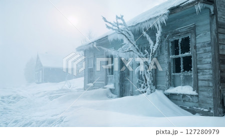 Blizzards Covering Abandoned Town in Deep Snow Drifts Blizzards Covering Abandoned Town in Deep Snow Drifts 127280979