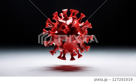 Stylized Virus Particle, Geometric Pathogen, Global Health Threat, and Medical Innovation. Perfect for immunology, disease prevention, and public health campaigns. 127281019