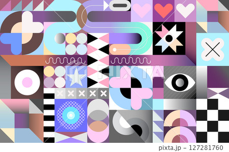 背景 幾何学 模様 カラフル 柄 背景 幾何学 模様 カラフル 柄 127281760