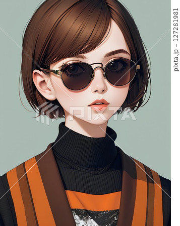 茶色をモチーフにした女性キャラクター 127281981