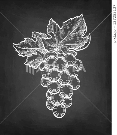Bunch of grapes chalk sketch. Bunch of grapes chalk sketch. 127282137