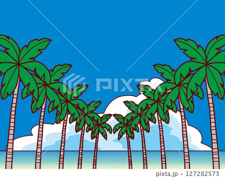 やしの木、海、雲B6L 127282573