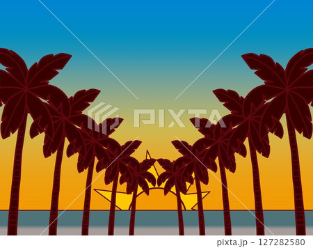 やしの木、海、朝B6L 127282580