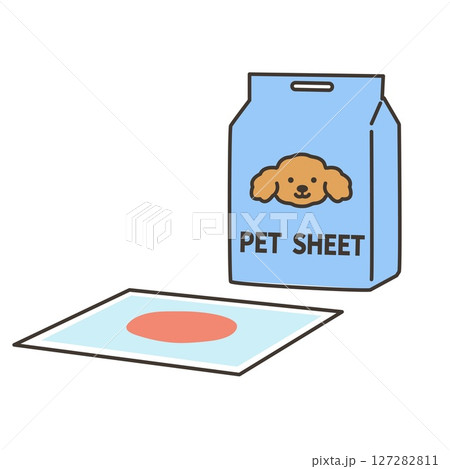 ペットシーツと血尿のイラスト 127282811