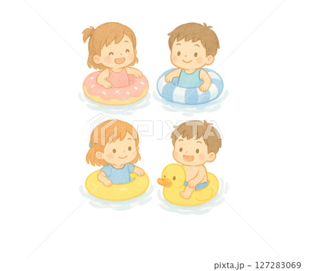 プールで遊ぶ用事と夏を楽しむ子ども達 127283069