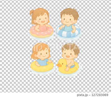 Children playing in the pool and enjoying summer 127283069