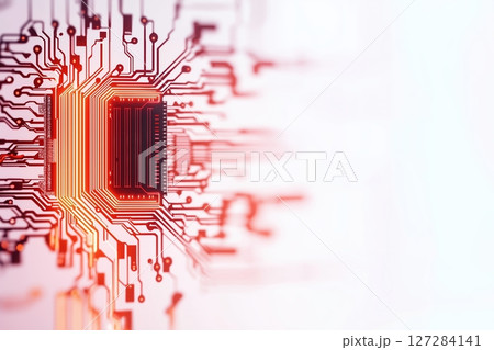 Futuristic AI Chip Design with Neon Circuits Highlighting Digital Innovation and Technology Concepts 127284141