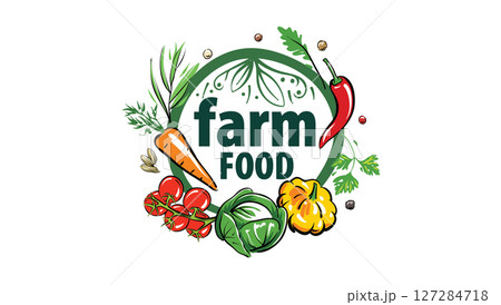 Vector logo of farm products, hand-drawn 127284718