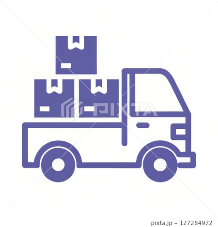 Delivery Truck with Boxes in Simple Outline Design for Logistics and Shipping Concepts 127284972