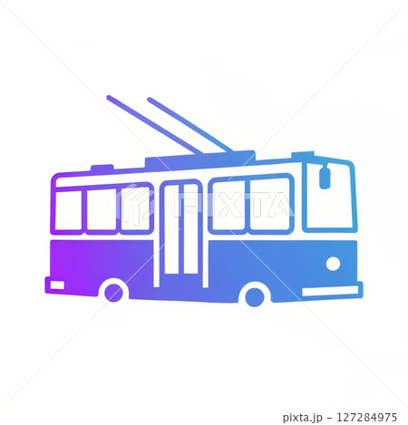 Colorful Illustration of a Trolleybus with Distinctive Features and Travel Context 127284975