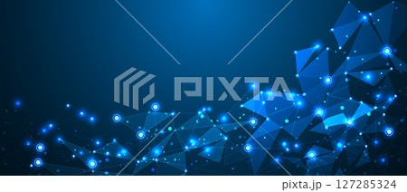 Abstract blue triangle mesh network connect fechnology futuristic background vector 127285324