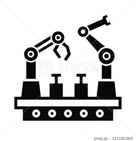 Robotic Arms Working on Assembly Line in Modern Manufacturing Environment 127285364