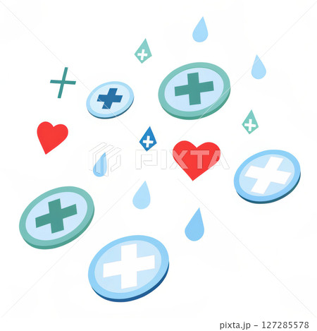 Colorful Icons of Hearts, Plus Signs, and Raindrops in Vibrant Colors for Digital Design Colorful Icons of Hearts, Plus Signs, and Raindrops in Vibrant Colors for Digital Design 127285578