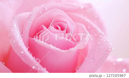 Pink rose blooming with water droplets: celebrating beauty and freshness Pink rose blooming with water droplets: celebrating beauty and freshness 127285967