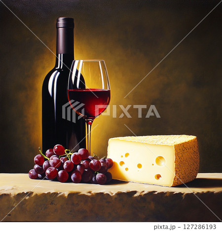 赤ワインとチーズ 127286193