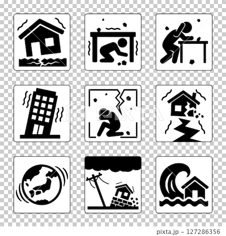 Earthquake icon set 127286356